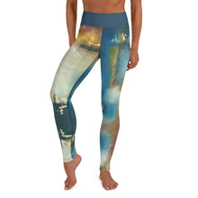 Load image into Gallery viewer, Texas Tea Leggings Whimsy FIt Blue White Gold Abstract Print Leggings
