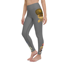Load image into Gallery viewer, Grey Yoga Leggings with "Poms & Frenchies" - Whimsy Fit Workout Wear