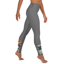 Load image into Gallery viewer, Grey Yoga Leggings with "Poms & Frenchies" - Whimsy Fit Workout Wear