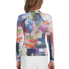 Load image into Gallery viewer, Kids Abstract Print Rash Guard “Kris Kros” Whimsy Fit - UPF 50+ Long Sleeve Swim Shirt