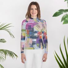 Load image into Gallery viewer, Kids Abstract Print Rash Guard “Kris Kros” Whimsy Fit - UPF 50+ Long Sleeve Swim Shirt