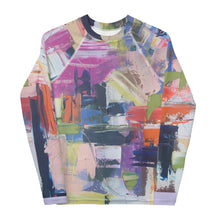 Load image into Gallery viewer, Kids Abstract Print Rash Guard “Kris Kros” Whimsy Fit - UPF 50+ Long Sleeve Swim Shirt