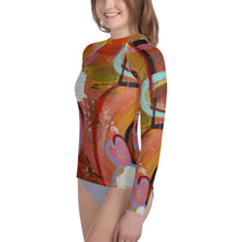 Load image into Gallery viewer, Circle in the Sand Girls Rash Guard Whimsy Fit UPF 50+ Long Sleeve Swim Shirt