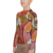 Load image into Gallery viewer, Circle in the Sand Girls Rash Guard Whimsy Fit UPF 50+ Long Sleeve Swim Shirt