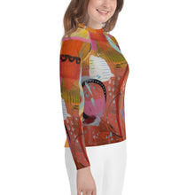 Load image into Gallery viewer, Circle in the Sand Girls Rash Guard Whimsy Fit UPF 50+ Long Sleeve Swim Shirt