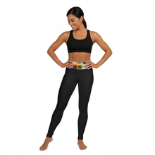 Load image into Gallery viewer, Black leggings with circles waistband studio shot
