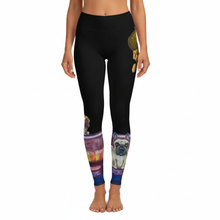 Load image into Gallery viewer, Black leggings with solid black waistband studio shot