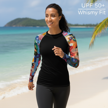 Load image into Gallery viewer, Black Rash Guard Breeze Sleeves Marketing Photo