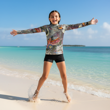 Load image into Gallery viewer, Youth Girls Rash Guard Swim Shirt Abstract print “Crazy Town” Sleeves Whimsy Fit Mix and Match Matching Mom