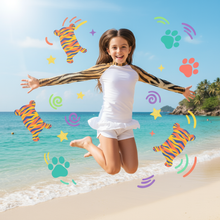 Load image into Gallery viewer, Kids Rash Guard Tiger Print Whimsy Fit UPF 50+ Long Sleeve Swim Shirt
