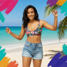 Load image into Gallery viewer, Marketing photo of bikini top paired with shorts