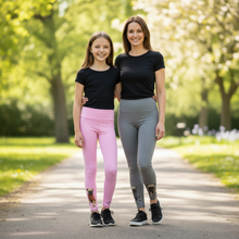 Load image into Gallery viewer, Mother daughter matching - grey and pink pug leggings