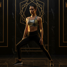 Load image into Gallery viewer, Wake Forest Black, White & Gold Sports Bra - Whimsy Fit