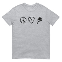 Load image into Gallery viewer, Womens Peace Love & Pickleball T-Shirt Whimsy Fit