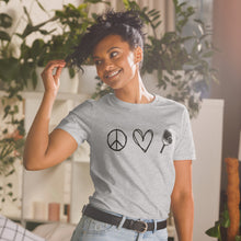 Load image into Gallery viewer, Womens Peace Love & Pickleball T-Shirt Whimsy Fit
