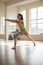 Load image into Gallery viewer, Woman doing yoga in Corgi Zig Zag capri leggings