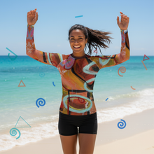 Load image into Gallery viewer, Women's Rash Guard Circles in the Sand New Version