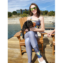 Load image into Gallery viewer, Austin City Scape Sports bra with Schnauzer - Whimsy Fit Workout Wear