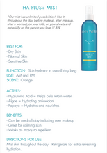 Load image into Gallery viewer, ANN WEBB HA Plus Mist s a fine mist hydrator w/ AHA. Multi-use hydrator that can be used all day. Made in AMERICA