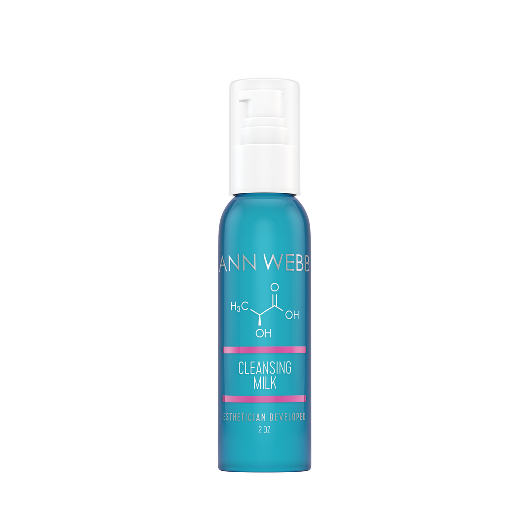 ANN WEBB Cleansing Milk is a thick, hydrating cleanser with lactic acid / AHA.  ﻿The longer you leave it on, the more improvement you'll see Made in America - Whimsy Fit Workout Wear