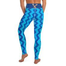 Load image into Gallery viewer, "Zig Zag" Blue Yoga Yoga Leggings with Bunny - Whimsy Fit Bunny Print on Leggings