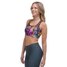 Load image into Gallery viewer, Breeze Bright Sports Bra Bright Abstract Whimsy Fit Women Left