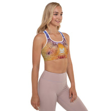 Load image into Gallery viewer, Bright Abstract Print "Splash" Padded Sports Bra - Whimsy Fit Girl from side angle