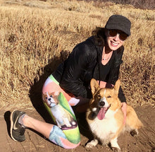 Load image into Gallery viewer, Corgi dog capri leggings Girl with Corgi | Whimsy Fit