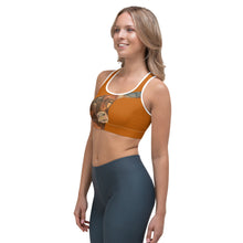 Load image into Gallery viewer, Texas Longhorn "Horns" Burnt Orange Racerback Sports Bra - Whimsy Fit Workout Wear Girl Side angle