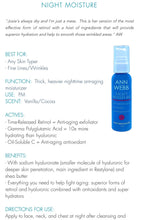 Load image into Gallery viewer, ANN WEBB Night Moisture: Night Anti-Aging, Thick Night Cream with effective form of retinol. MAde in America