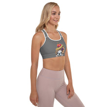 Load image into Gallery viewer, Grey Padded "Poms & Frenchies" Sports Bra - Whimsy Fit Workout Wear