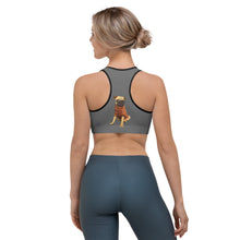 Load image into Gallery viewer, Whimsy Fit Grey Sports bra with Pug