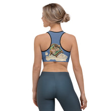 Load image into Gallery viewer, Whimsy Fit Blue "Papillon" Sports Bra "Going Home"