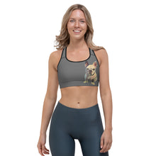 Load image into Gallery viewer, Whimsy Fit Grey Sports bra with White French Bulldog - Whimsy Fit