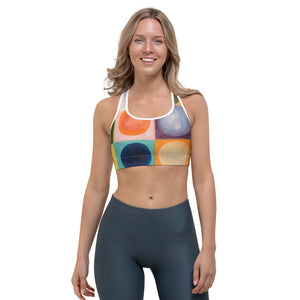 Whimsy Fit "Circles" Sports Bra with bright colors