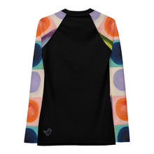 Load image into Gallery viewer, Whimsy Fit Women&#39;s Black Rash Guard &quot;Circles&quot;
