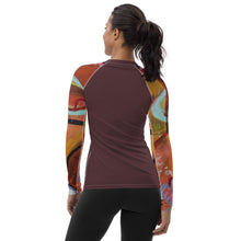 Load image into Gallery viewer, Whimsy Fit Rash Guard Swim shirt with Sun Protectin for surfing and water sports