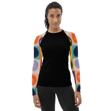 Load image into Gallery viewer, Whimsy Fit Women's Black Rash Guard "Circles"