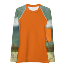 Load image into Gallery viewer, Whimsy Fit Orange Rash Guard with &quot;Sink or Swim&quot; Sleeves
