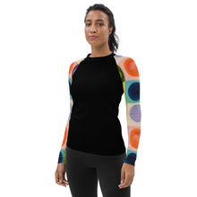 Load image into Gallery viewer, Whimsy Fit Women's Black Rash Guard "Circles"