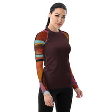 Load image into Gallery viewer, Womens Circles in the Sand Rash Guard -SPF Swim Shirt Whimsy Matching Mother DaughterSun Protectin for surfing and water sports