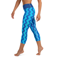 Load image into Gallery viewer, Blue Zig Zag Blue Yoga Capri Leggings with Bunny - Whimsy Fit Workout Wear
