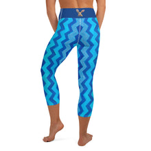 Load image into Gallery viewer, Blue Zig Zag Blue Yoga Capri Leggings with Bunny - Whimsy Fit Workout Wear