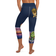 Load image into Gallery viewer, Whimsy Fit Navy &quot;Salon  Dogs&quot; Yoga Capri Leggings
