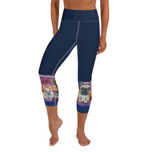 Load image into Gallery viewer, Whimsy Fit Navy "Salon Dogs" Yoga Capri Leggings