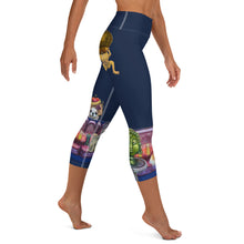 Load image into Gallery viewer, Whimsy Fit Navy "Salon Dogs" Yoga Capri Leggings