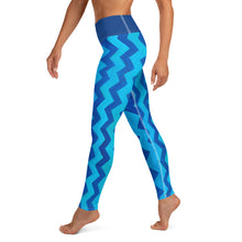 Load image into Gallery viewer, "Zig Zag" Blue Yoga Leggings with Bunny - Whimsy Fit Workout Wear