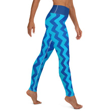 Load image into Gallery viewer, "Zig Zag" Blue Yoga Leggings with Bunny - Whimsy Fit Workout Wear