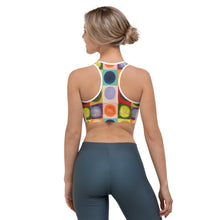 Load image into Gallery viewer, Whimsy FIt "Corgi" Sports bra with "Circles" on backside