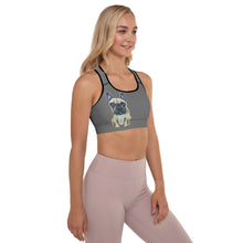 Load image into Gallery viewer, Grey Padded Sports Bra with French Bull Dog - Whimsy Fit Workout Wear
